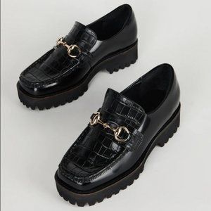 Intentionally Blank Leather HK-2 CROC LUG SOLE LOAFER size 8 Black